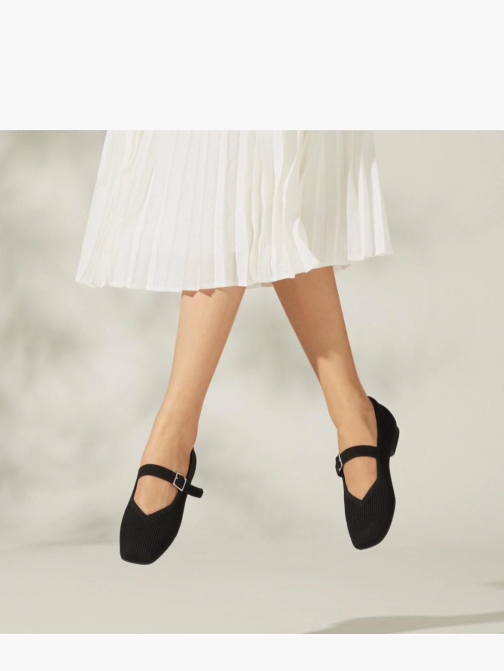 VIVAIA Margot Mary Jane Sz 41.5 Wide US 10/10.5 Black Knit Square Toe Flats
